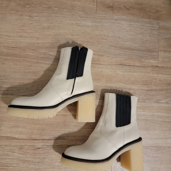 Free People Boots Sz 10 White James Chelsea Lug Sole Chunky Y2K 90s NIB - Picture 4 of 13